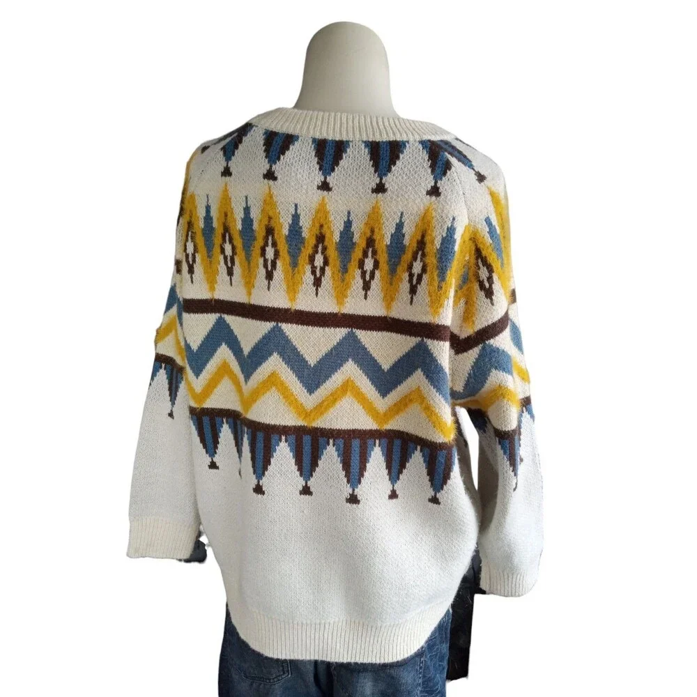 Moon River Fair Isle Women's Crew Neck Knite Sweater Sz S